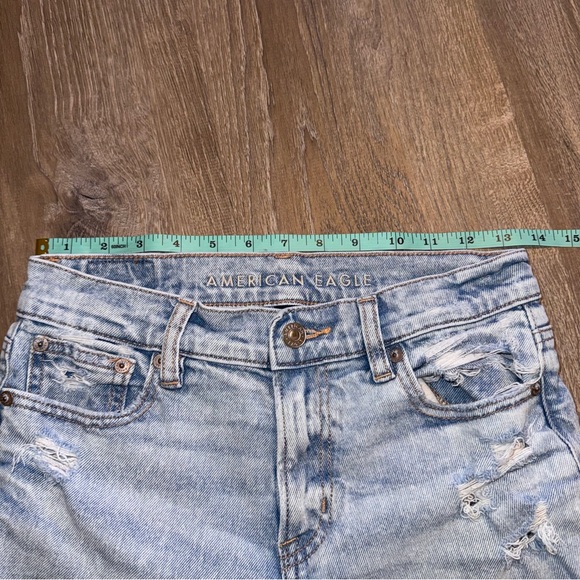 American Eagle Light Wash super high rise ankle straight distressed jeans 0P - Picture 14 of 16
